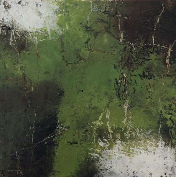 mixed media painting "Written in Moss"