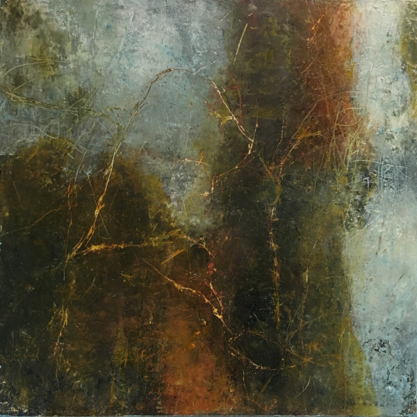 mixed media painting "Blue Air & Rust"