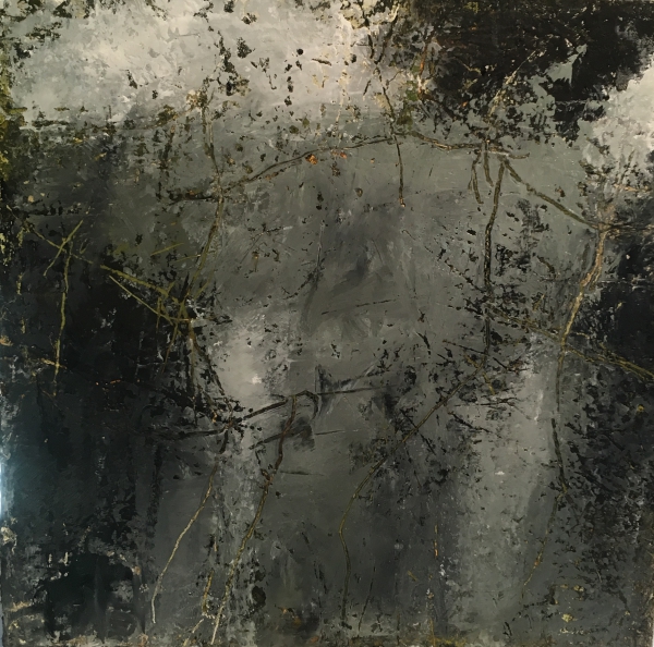 mixed media painting "Somewhere Past Midnight"